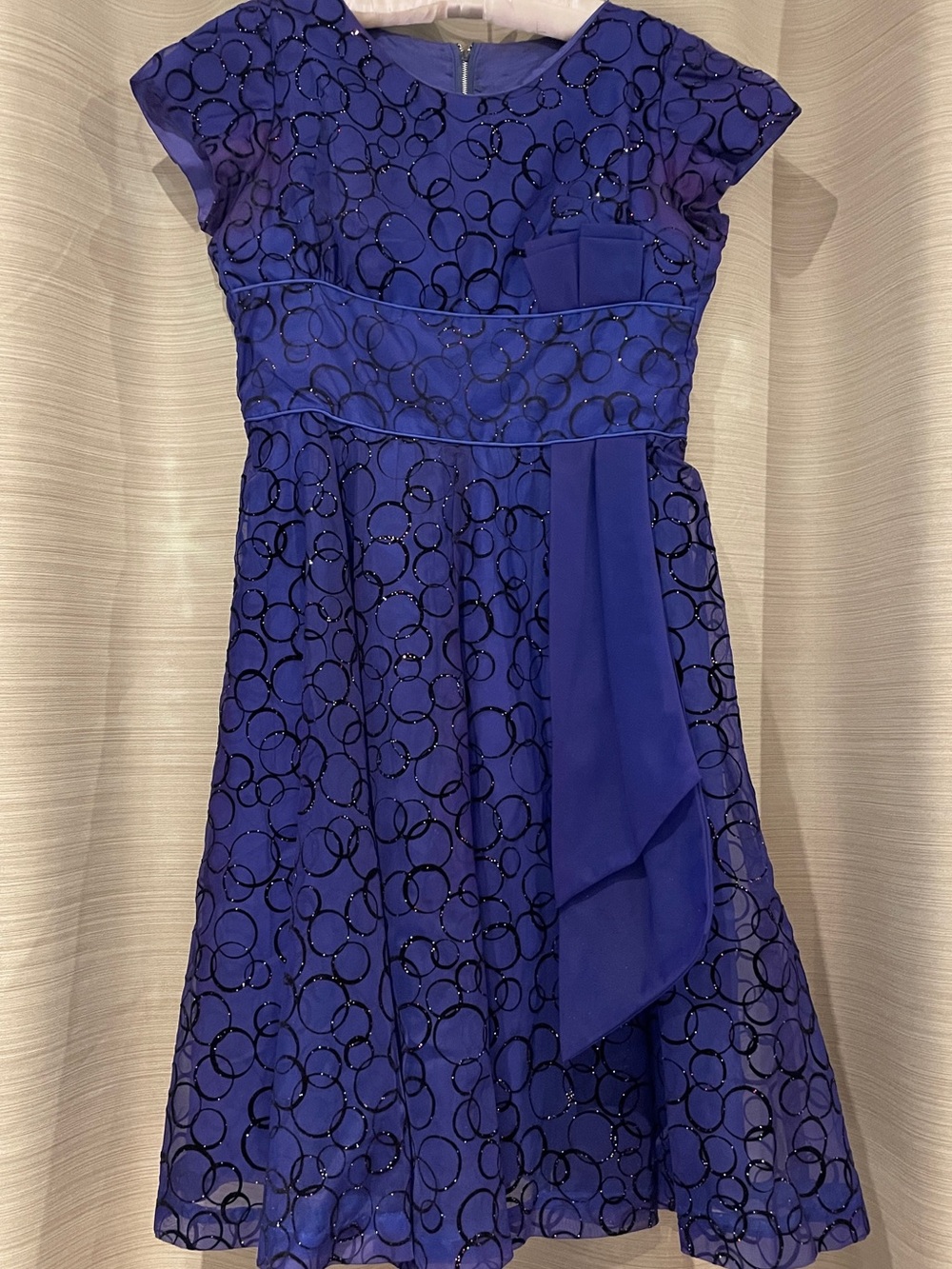 Girls' Royal Blue Party Dress with Circle Detail